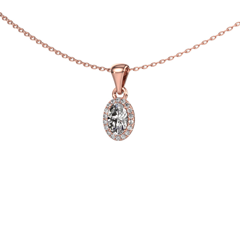 Image of Pendant Seline ovl 585 rose gold Diamond 0.49 crt