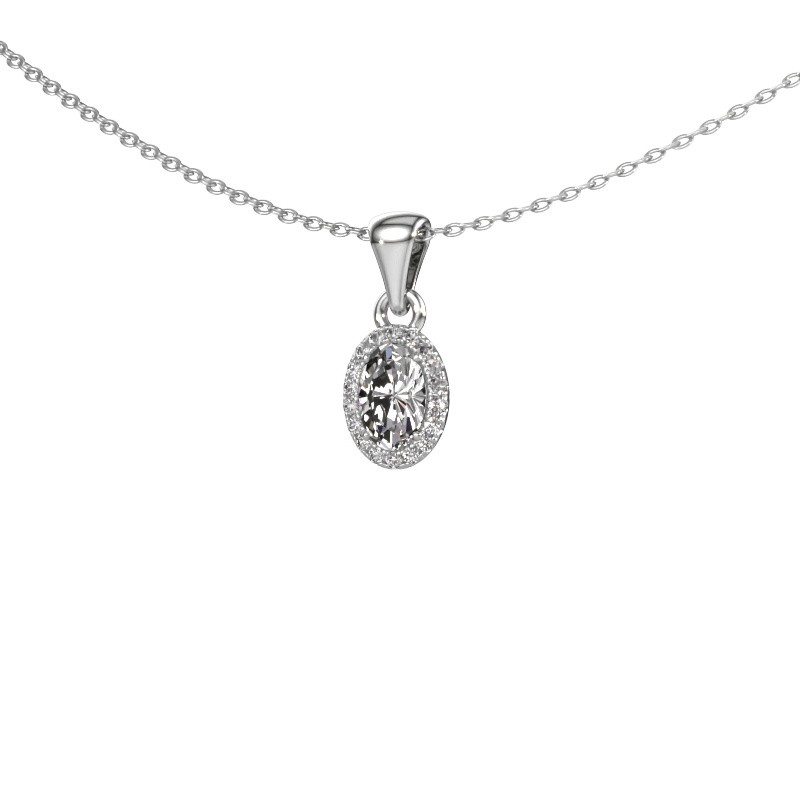 Image of Pendant Seline ovl 585 white gold Diamond 0.49 crt