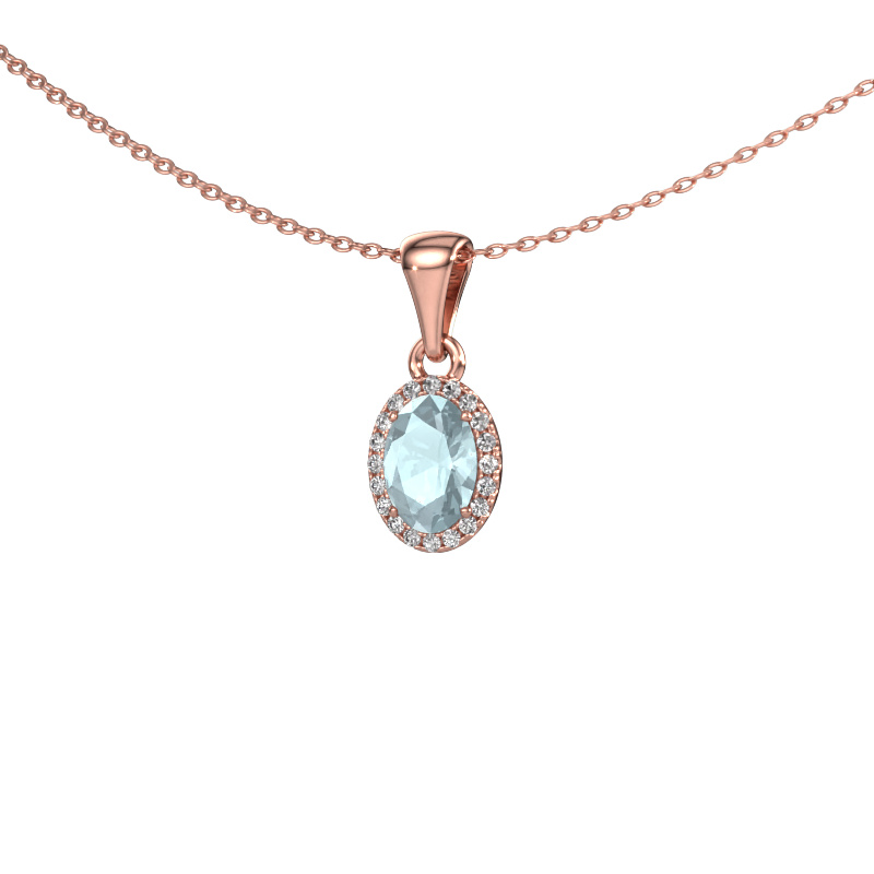 Image of Pendant Seline ovl 585 rose gold Aquamarine 7x5 mm