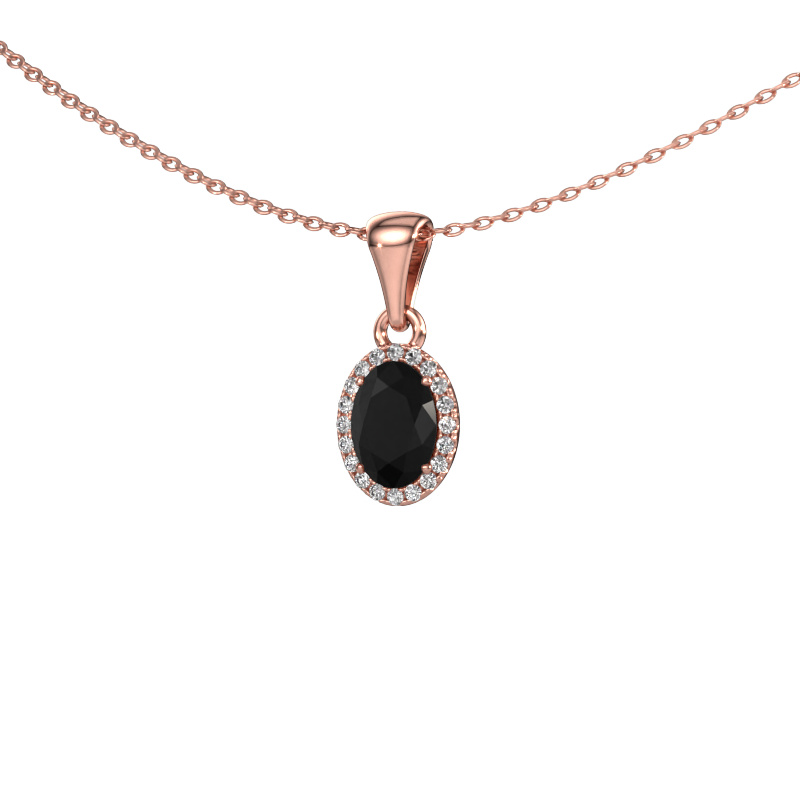 Image de Pendentif Seline ovl 585 or rose Diamant noir 1.15 crt