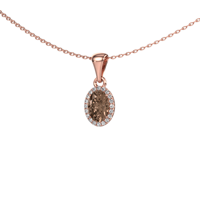 Image de Pendentif Seline ovl 585 or rose Diamant brun 0.800 crt