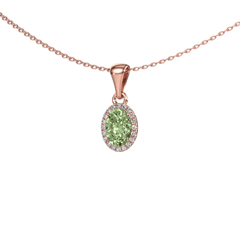 Image de Pendentif Seline ovl 585 or rose Diamants synthétiques vert 7x5 mm
