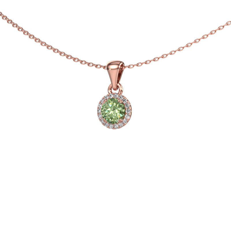 Image of Pendant Seline rnd 585 rose gold Green lab grown diamond 4.7 mm