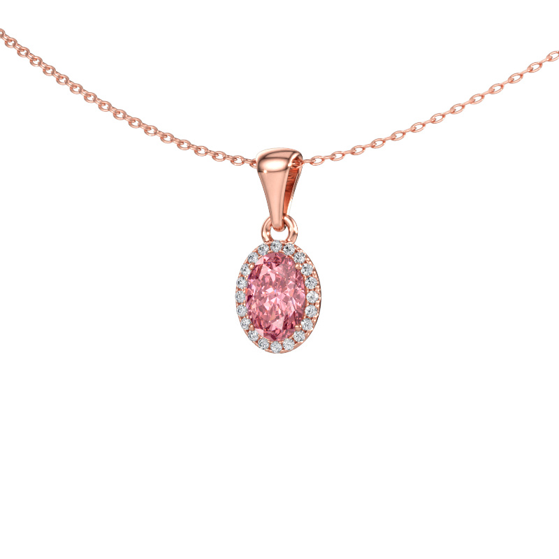 Bild av Hänge Seline ovl 585 roséguld Rosa labbodlad diamant 7x5 mm
