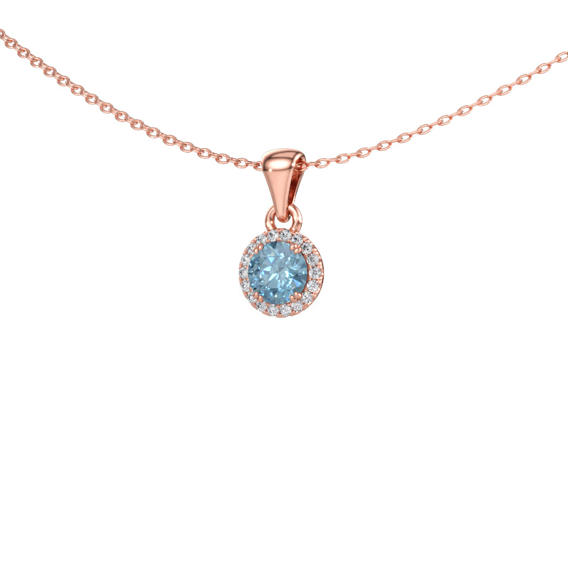 Bild av Hänge Seline rnd 585 roséguld Blå labbodlad diamant 4.7 mm