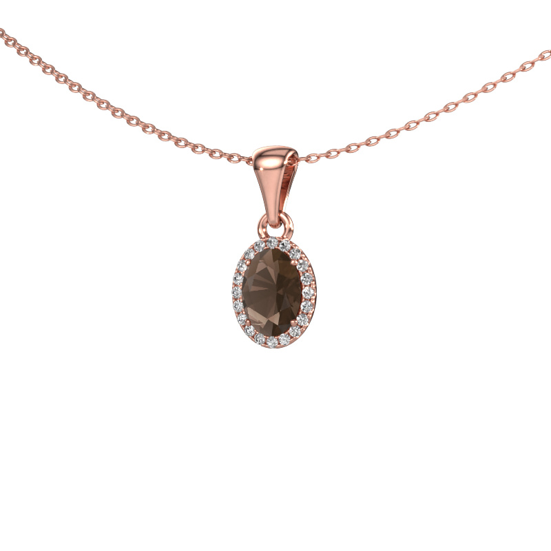 Image of Pendant Seline ovl 585 rose gold Smokey quartz 7x5 mm