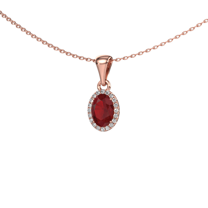 Image of Pendant Seline ovl 585 rose gold Ruby 7x5 mm