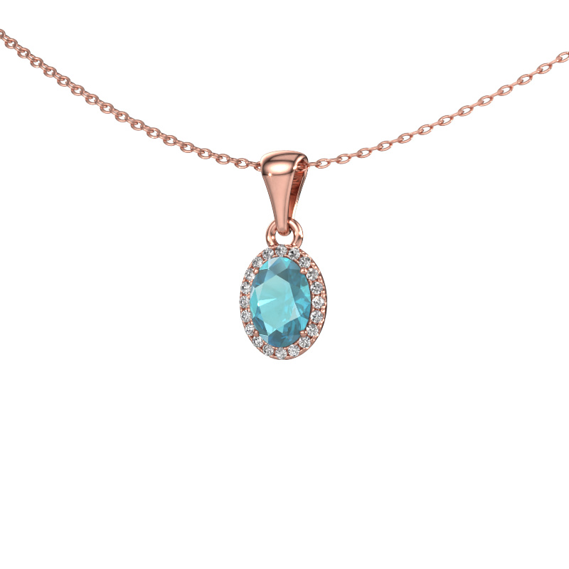 Image of Pendant Seline ovl 585 rose gold Blue topaz 7x5 mm