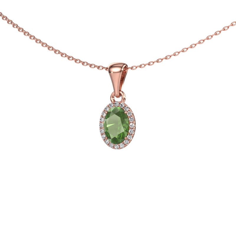 Image de Pendentif Seline ovl 585 or rose Vert tourmaline 7x5 mm