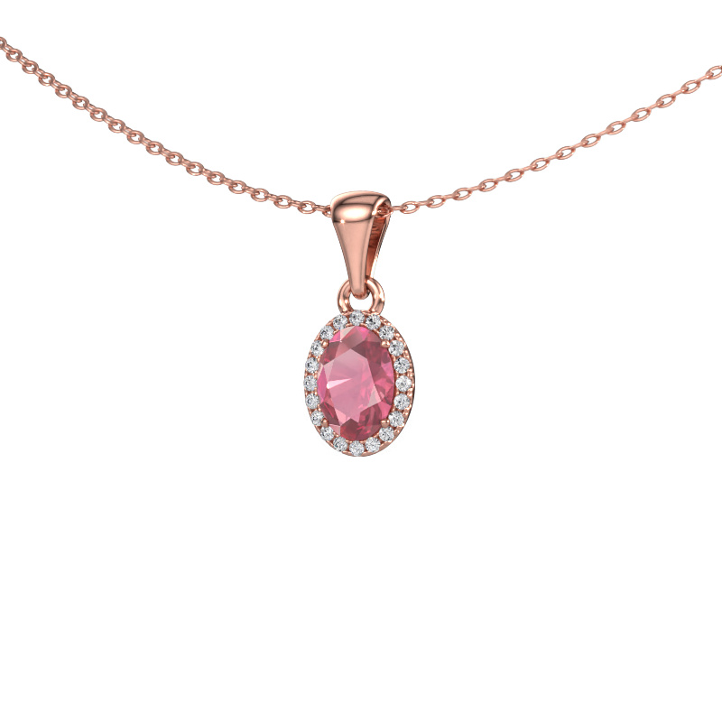 Bild von Anhänger Seline ovl 585 Roségold Turmalin rosa 7x5 mm