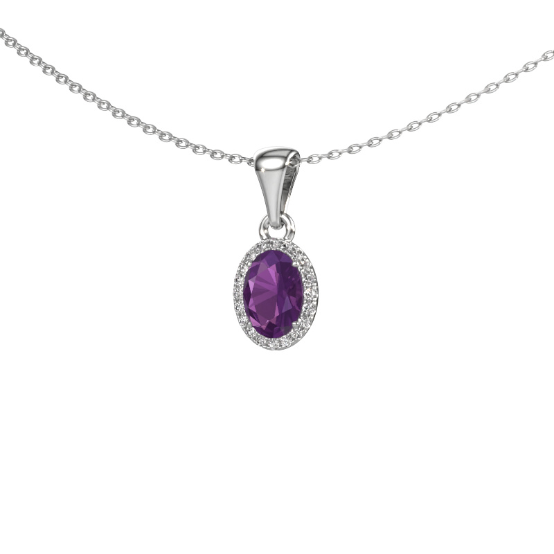 Bild von Anhänger Seline ovl 585 Weißgold Amethyst 7x5 mm
