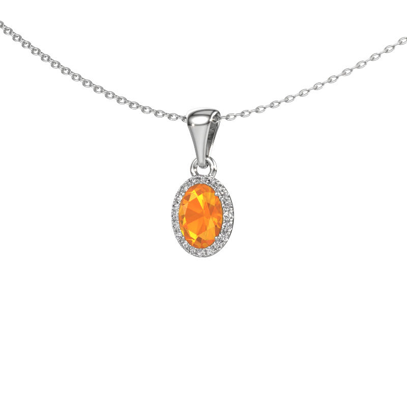 Image de Pendentif Seline ovl 585 or blanc Citrine 7x5 mm