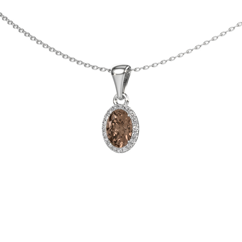 Image of Pendant Seline ovl 950 platinum Brown diamond 0.800 crt