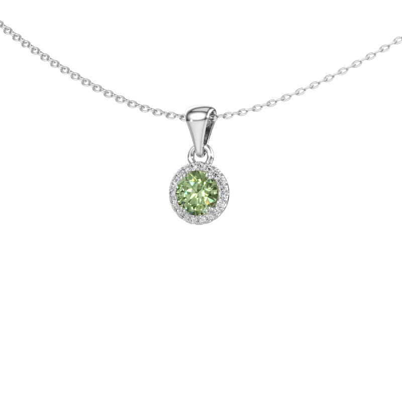 Afbeelding van Hanger Seline rnd 585 witgoud Groene lab grown diamant 4.7 mm