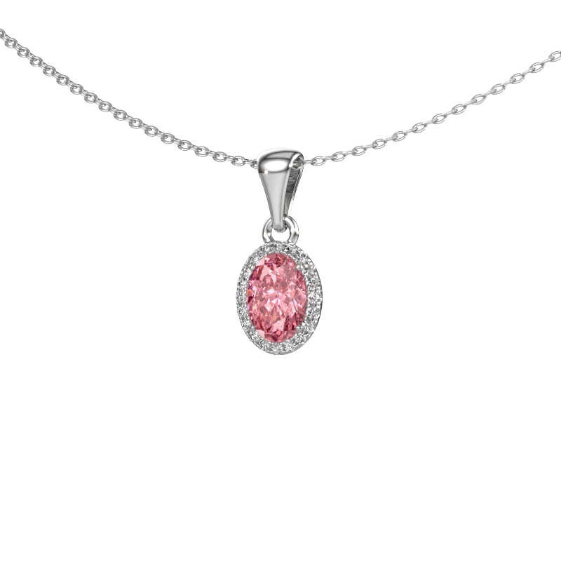 Image of Pendant Seline ovl 950 platinum Pink lab grown diamond 7x5 mm
