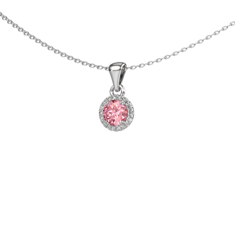 Image of Pendant Seline rnd 585 white gold Pink lab grown diamond 4.7 mm