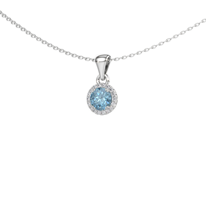 Immagine di Ciondolo Seline rnd 585 oro bianco Diamante lab grown blu 4.7 mm