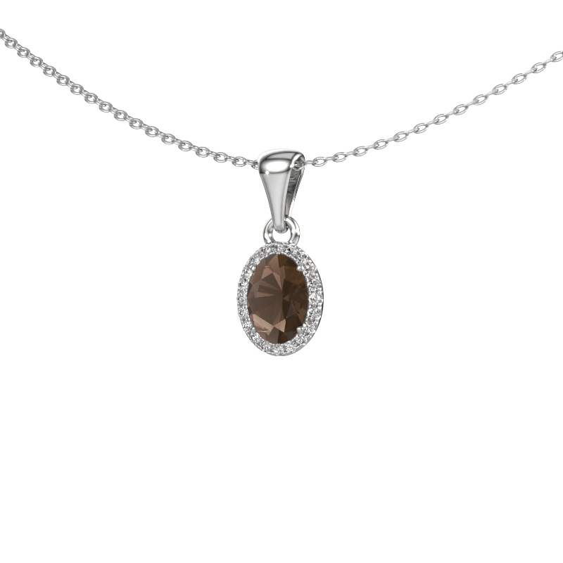 Image of Pendant Seline ovl 950 platinum Smokey quartz 7x5 mm