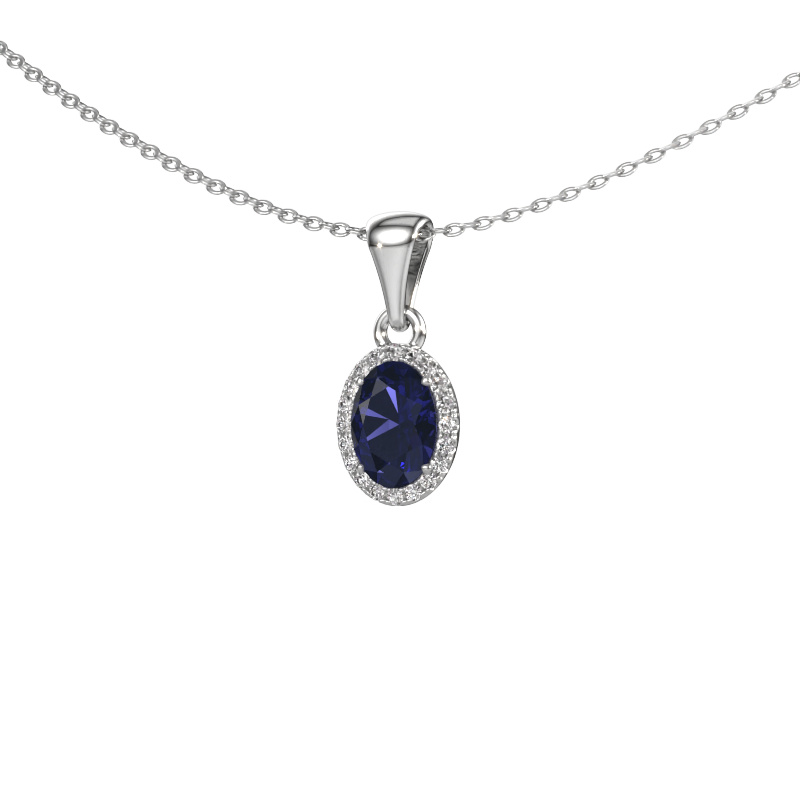 Image of Pendant Seline ovl 950 platinum Sapphire 7x5 mm
