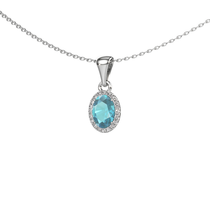 Image of Pendant Seline ovl 950 platinum Blue topaz 7x5 mm