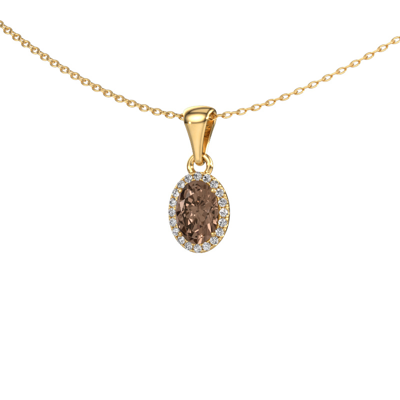 Image of Pendant Seline ovl 585 gold Brown diamond 0.800 crt