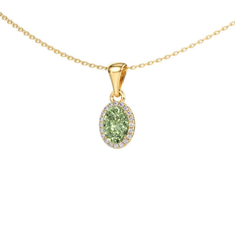 Immagine di Ciondolo Seline ovl 585 oro Diamante lab grown verde 7x5 mm