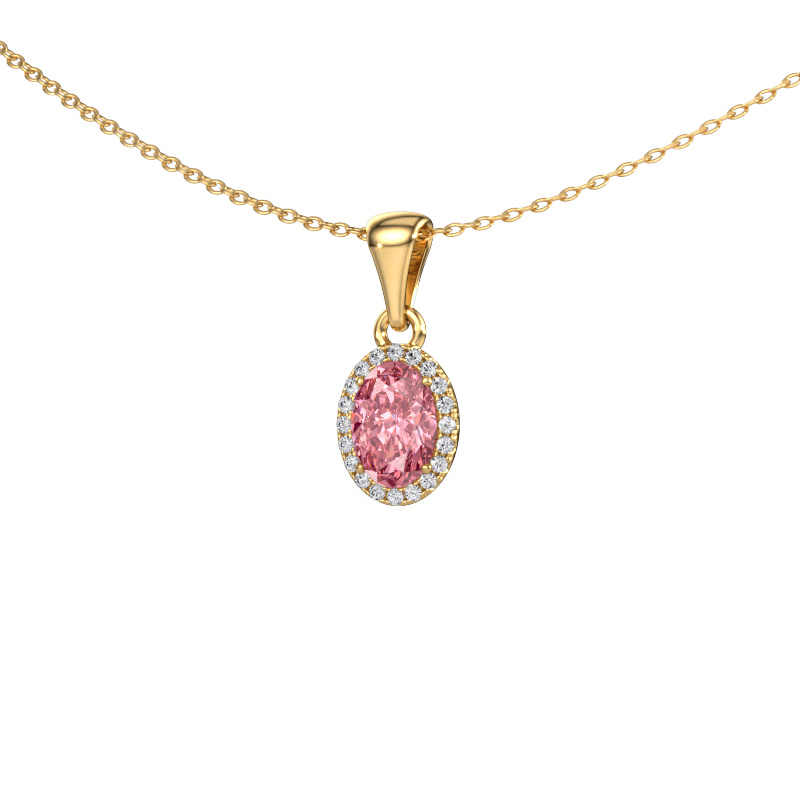 Image of Pendant Seline ovl 585 gold Pink lab grown diamond 7x5 mm