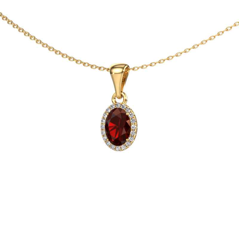 Bild von Anhänger Seline ovl 585 Gold Granat 7x5 mm