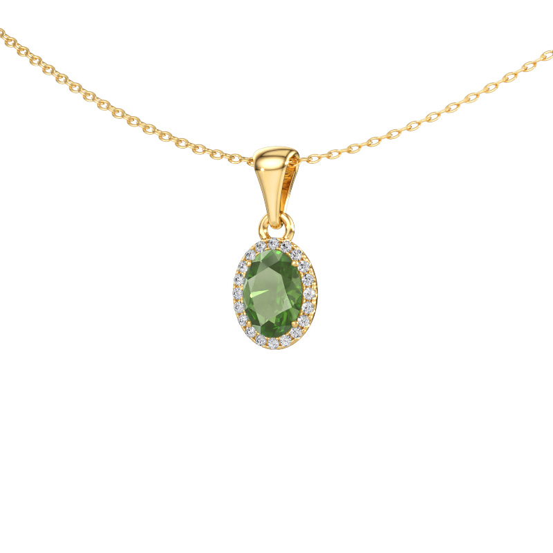 Afbeelding van Hanger Seline ovl 585 goud Toermalijn groen 7x5 mm