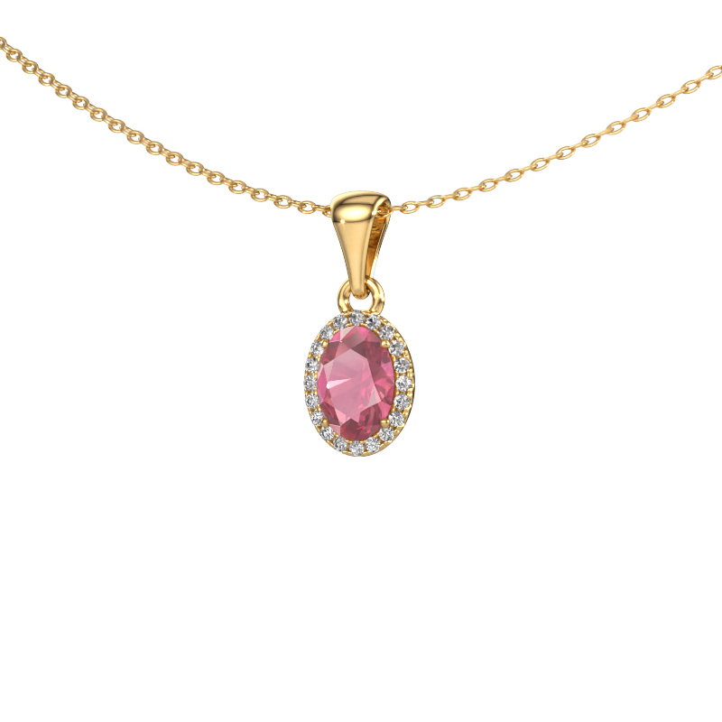 Image de Pendentif Seline ovl 585 or jaune Rose tourmaline 7x5 mm