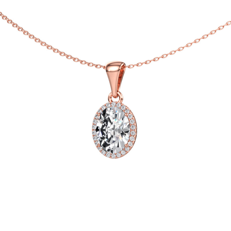 Afbeelding van Hanger Seline ovl 585 rosé goud Lab-grown diamant 1.93 crt