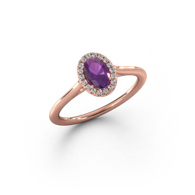 Image of Engagement ring Seline ovl 1 585 rose gold Amethyst 6x4 mm