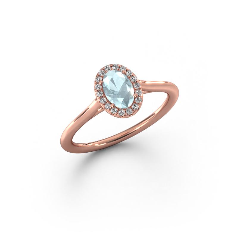 Bild von Verlobungsring Seline ovl 1 585 Roségold Aquamarin 6x4 mm