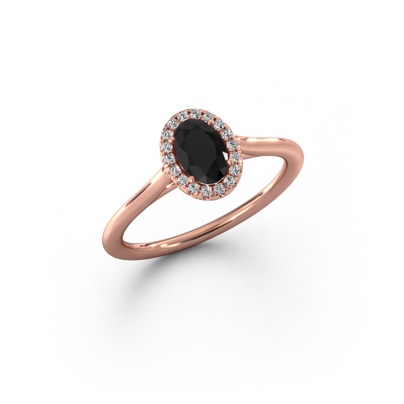 Image of Engagement ring Seline ovl 1 585 rose gold Black diamond 0.69 crt