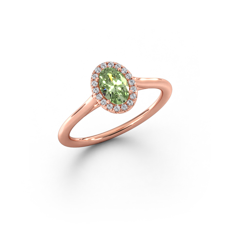Bild av Förlovningsring Seline ovl 1 585 roséguld Grön labbodlad diamant 6x4 mm