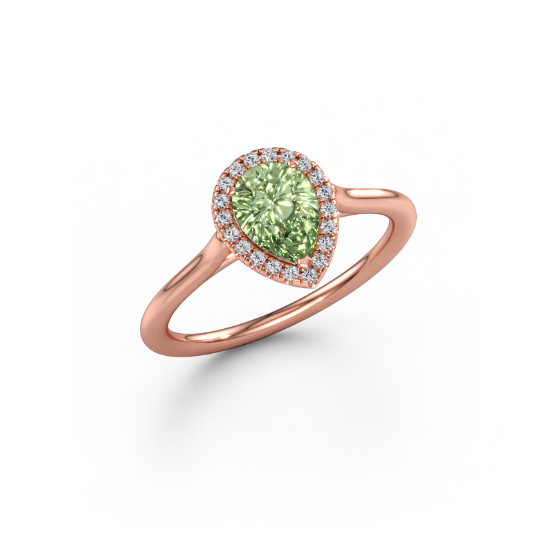 Immagine di Anello di fidanzamento Seline per 1 585 oro rosa Diamante lab grown verde 7x5 mm