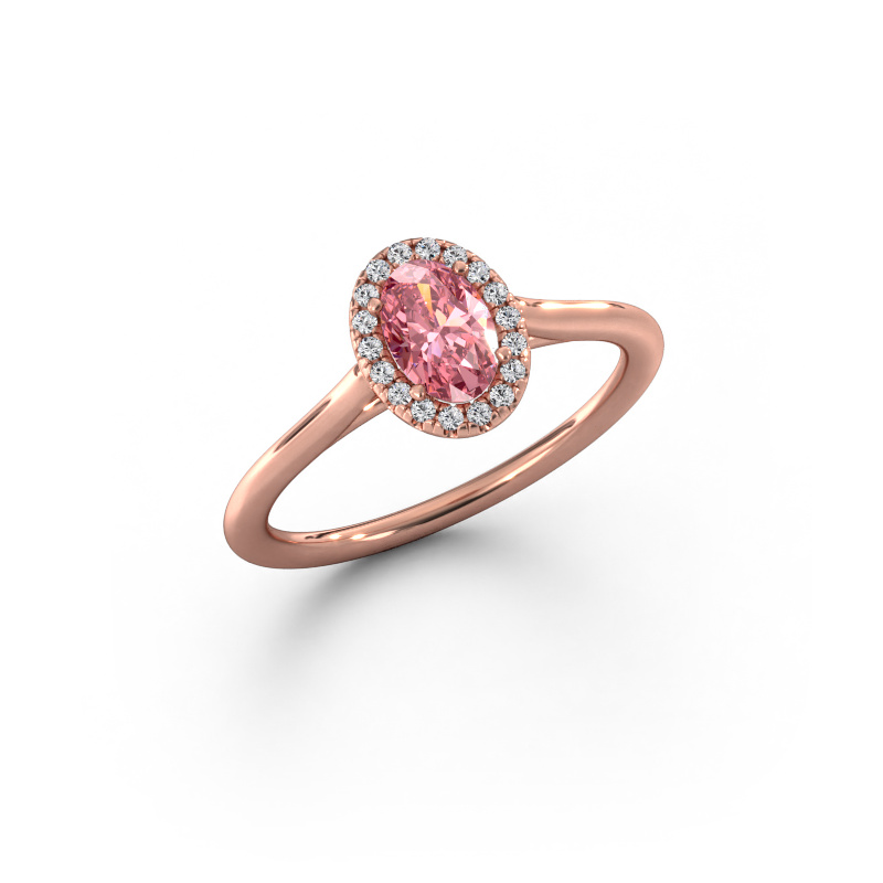 Image of Engagement ring Seline ovl 1 585 rose gold Pink lab grown diamond 6x4 mm