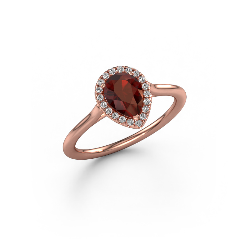 Image of Engagement ring Seline per 1 585 rose gold Garnet 7x5 mm