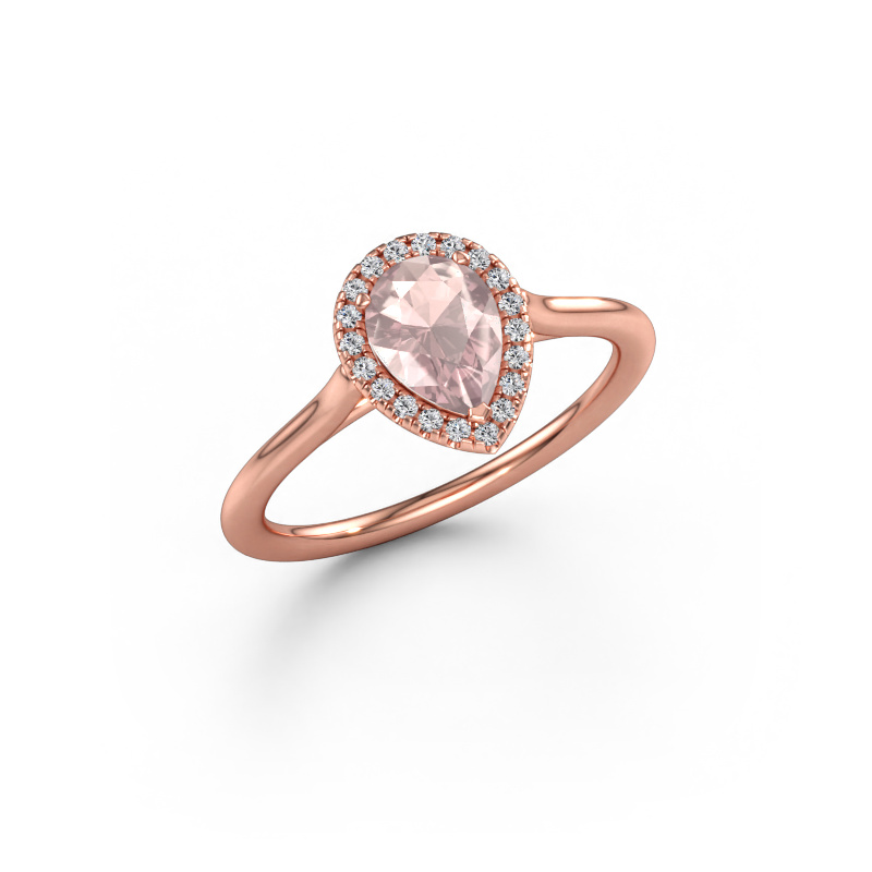 Immagine di Anello di fidanzamento Seline per 1 585 oro rosa Morganite champagne 7x5 mm