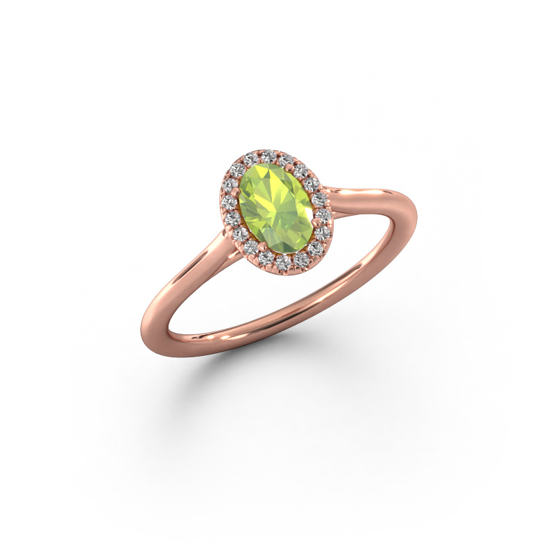 Image of Engagement ring Seline ovl 1 585 rose gold Peridot 6x4 mm
