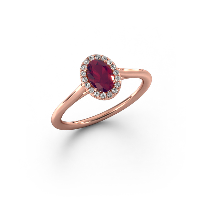 Bild von Verlobungsring Seline ovl 1 585 Roségold Rhodolit 6x4 mm