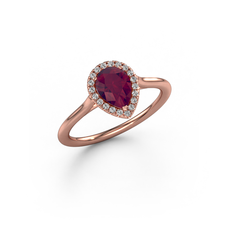 Image of Engagement ring Seline per 1 585 rose gold Rhodolite 7x5 mm