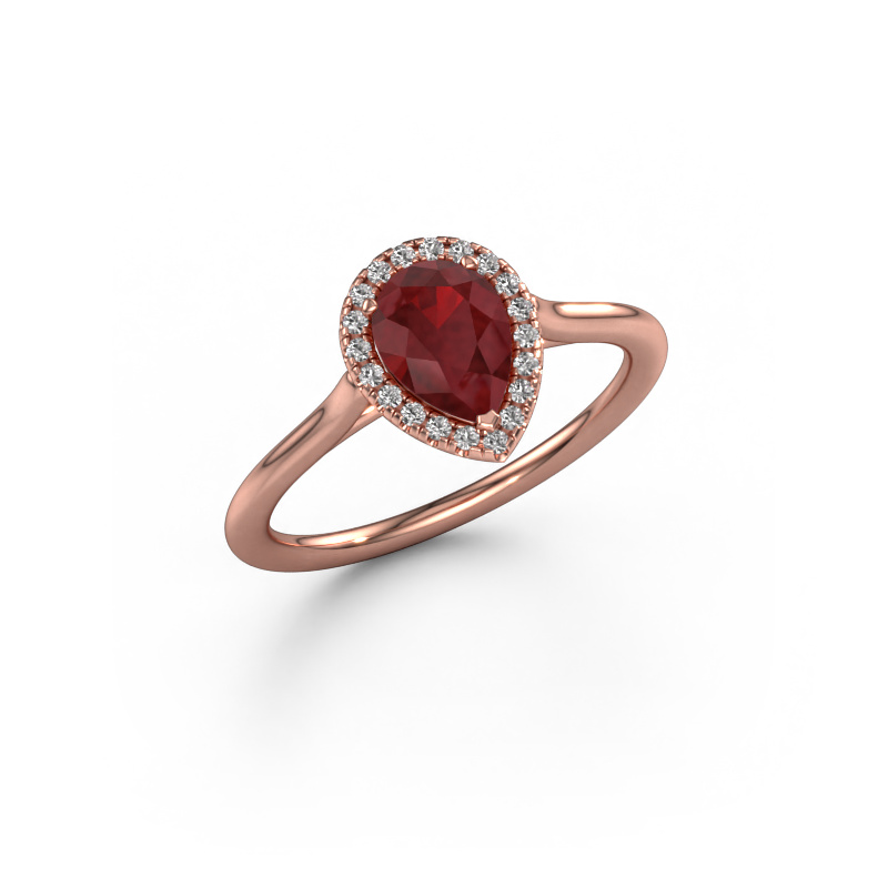 Image of Engagement ring Seline per 1 585 rose gold Ruby 7x5 mm