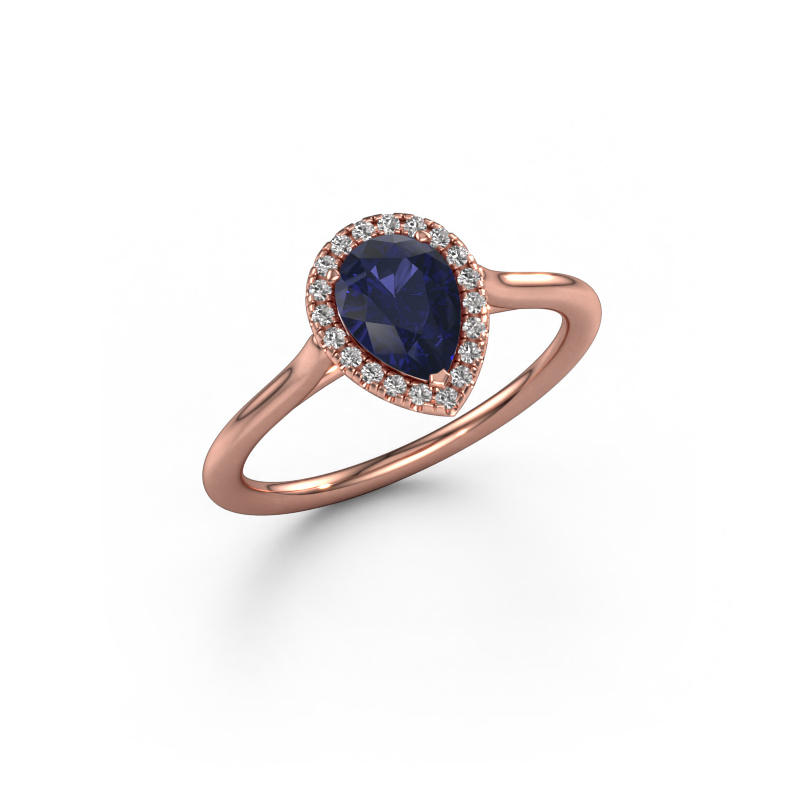 Image of Engagement ring Seline per 1 585 rose gold Sapphire 7x5 mm