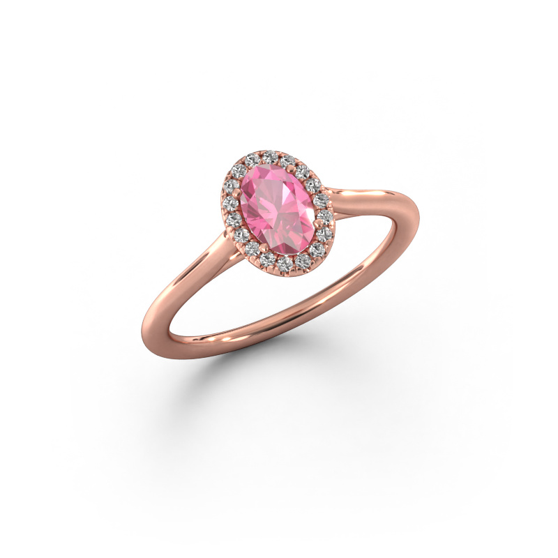 Image of Engagement ring Seline ovl 1 585 rose gold Pink sapphire 6x4 mm