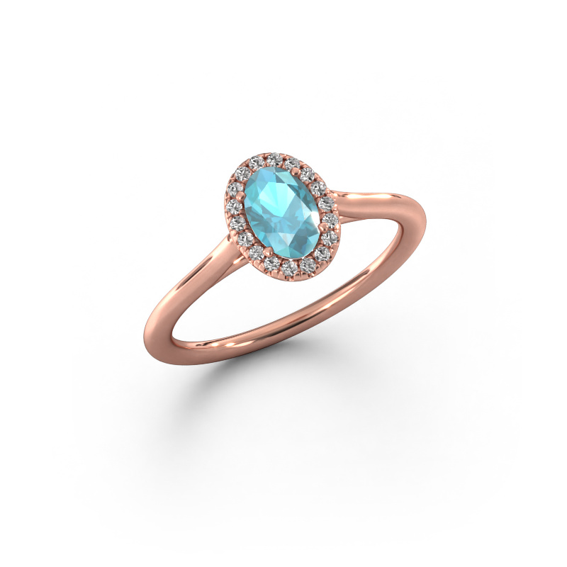 Image of Engagement ring Seline ovl 1 585 rose gold Blue topaz 6x4 mm