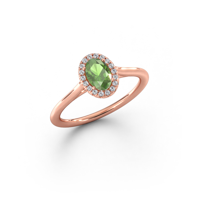Bild av Förlovningsring Seline ovl 1 585 roséguld Grön turmalin 6x4 mm