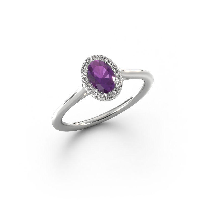 Image of Engagement ring Seline ovl 1 950 platinum Amethyst 6x4 mm