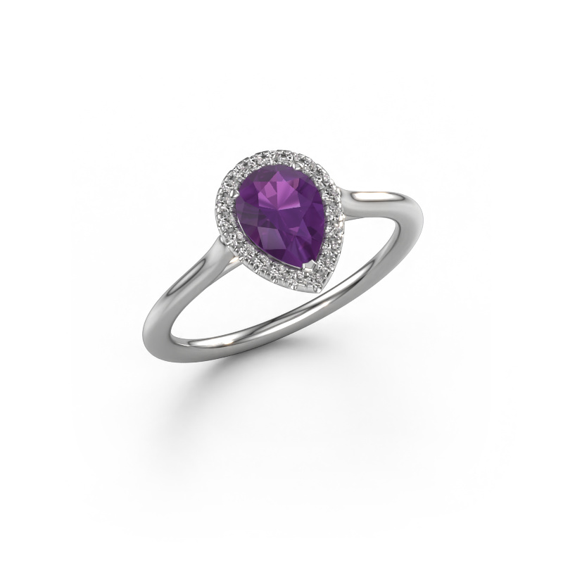 Image of Engagement ring Seline per 1 585 white gold Amethyst 7x5 mm