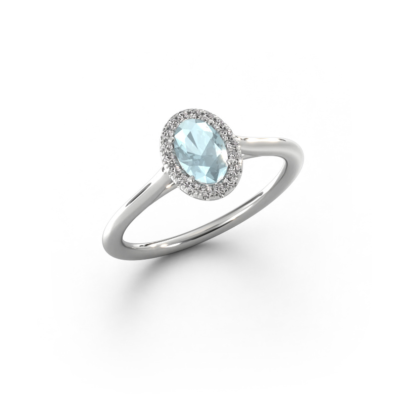 Bild von Verlobungsring Seline ovl 1 950 Platin Aquamarin 6x4 mm